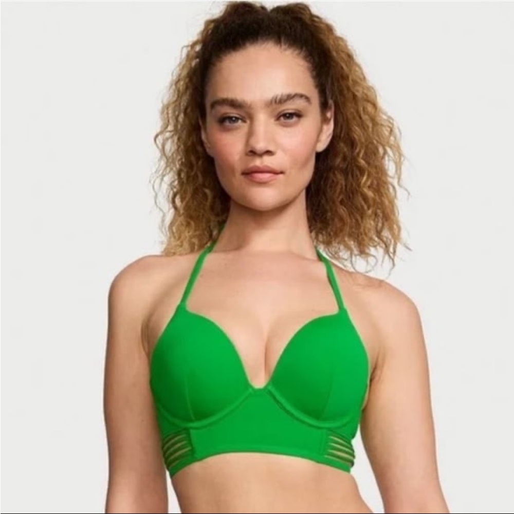 32C•New•Victoria’s Secret green Bombshell +2 cup sizes bikini swimsuit Top